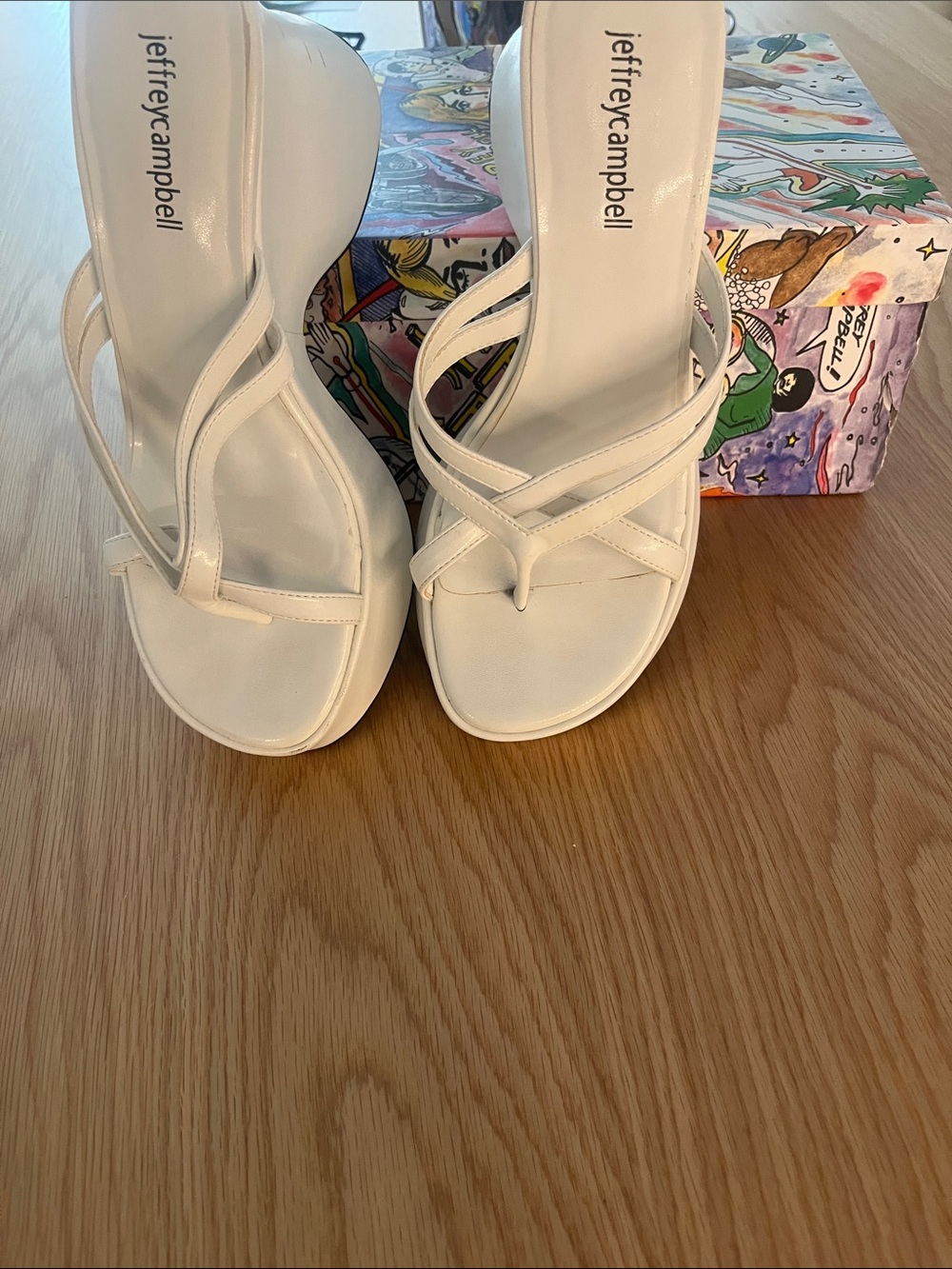 Jeffrey Campbell White Strappy Platform Heels